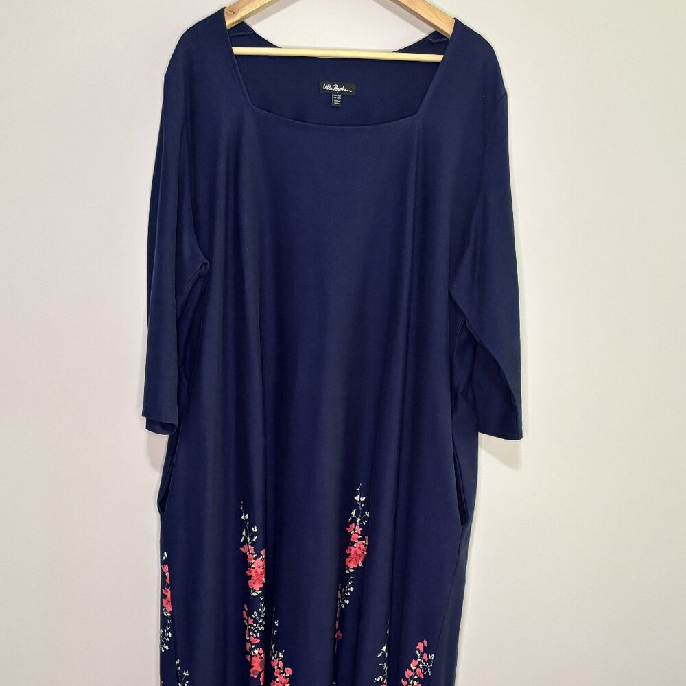 Ulla Popken Women's Plus Size Dress - Navy/Floral - 20/22 - VGUC